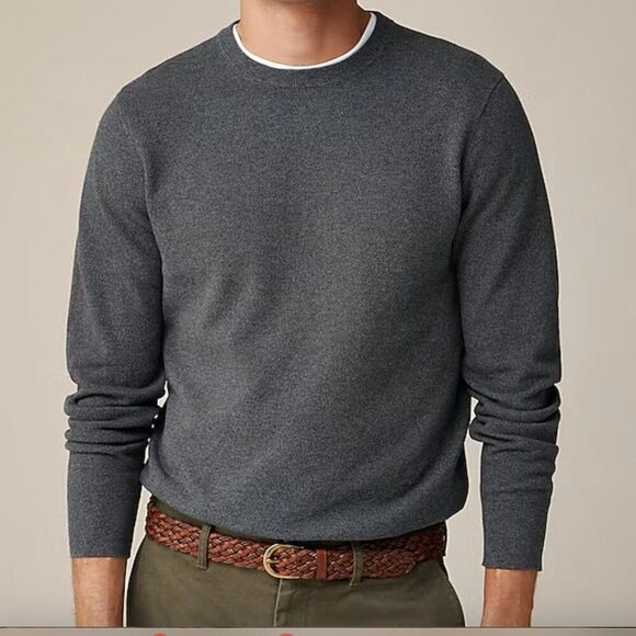 J. Crew BM043 Cotton piqué-stitch crewneck sweater size Large NWT - Picture 1 of 11